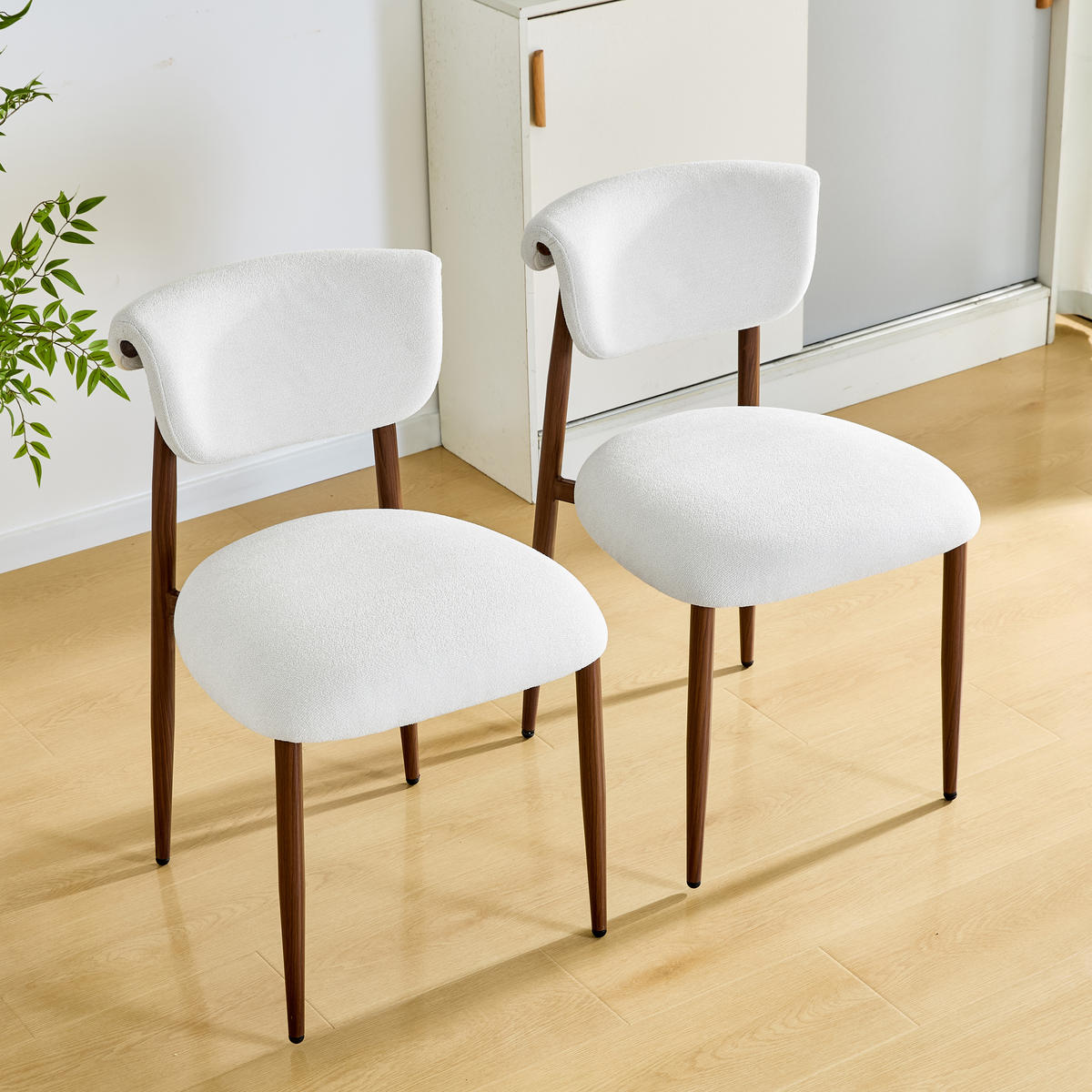ESSZIMMERSTUHL 2er-Set mit Polsterung und Rückenlehne - Weiß, Textil (48/83/58.5cm)