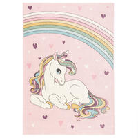 KINDER TEPPICH MAUI KIDS EINHORN PASTELL - Rosa, Textil (160/230cm) - Pergamon