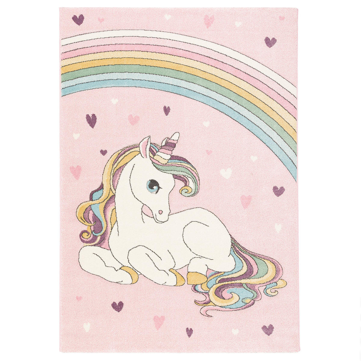 KINDER TEPPICH MAUI KIDS EINHORN PASTELL - Rosa, Textil (160/230cm) - Pergamon