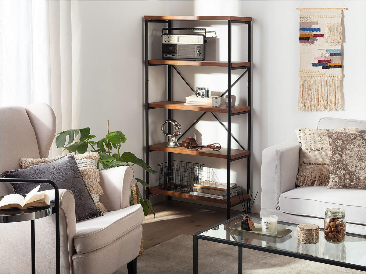 REGAL 4 Fächer Brisbane - Dunkelbraun, Holzwerkstoff (80/160/36cm) - Beliani