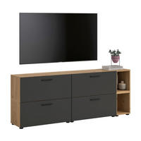 WOHNWAND The One Basalt grau 176/34/67 cm - Braun, Holzwerkstoff (176/67/34cm) - Xonox