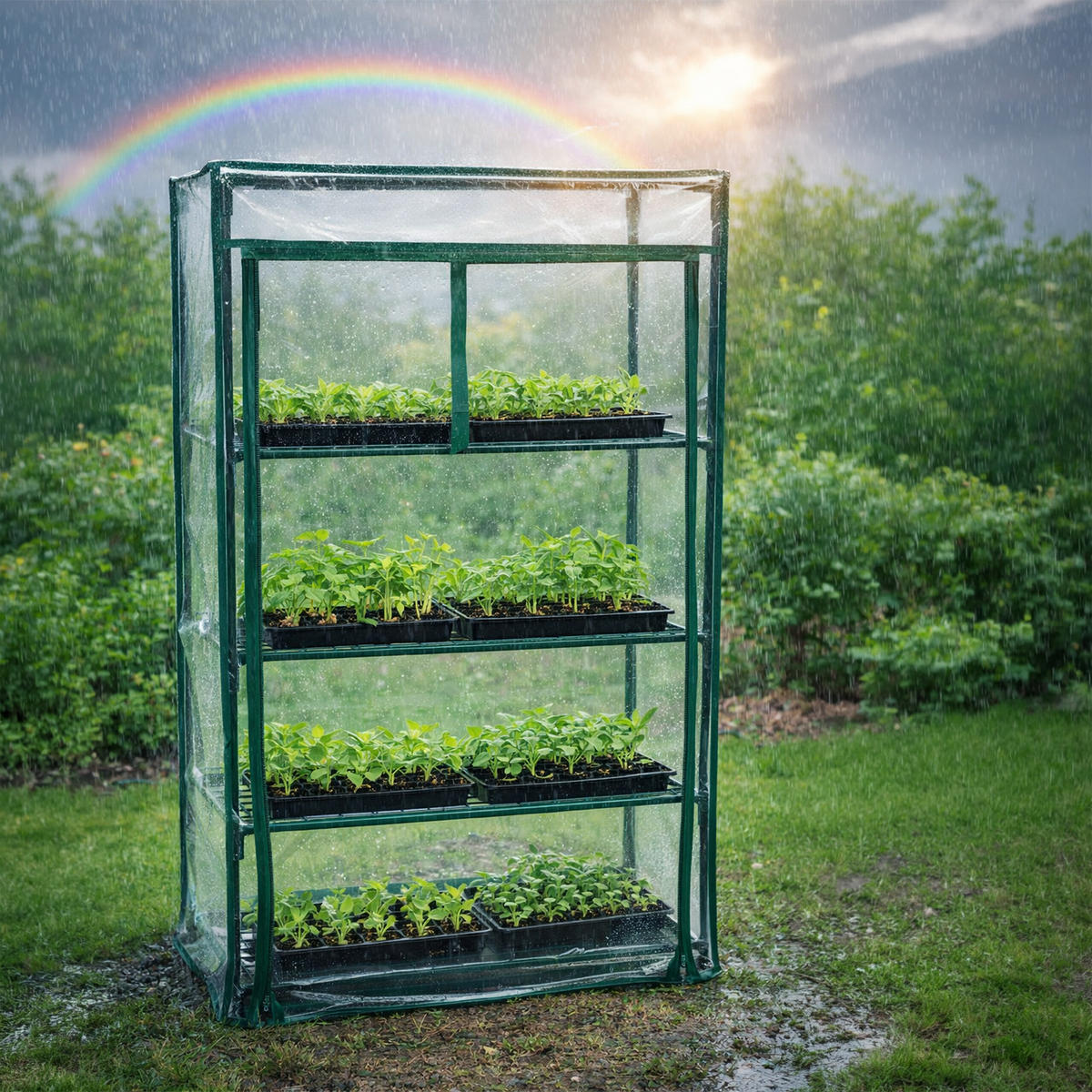 BALKONGEWÄCHSHAUS - Multicolor, Kunststoff/Metall (46/80/24cm) - Relaxdays