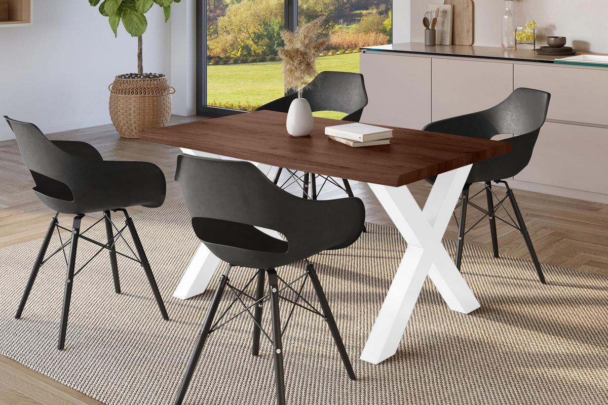 ESSTISCH JULIUS X - Nussbaumfarben/Weiß, Holz (85/160/77cm) - SAM