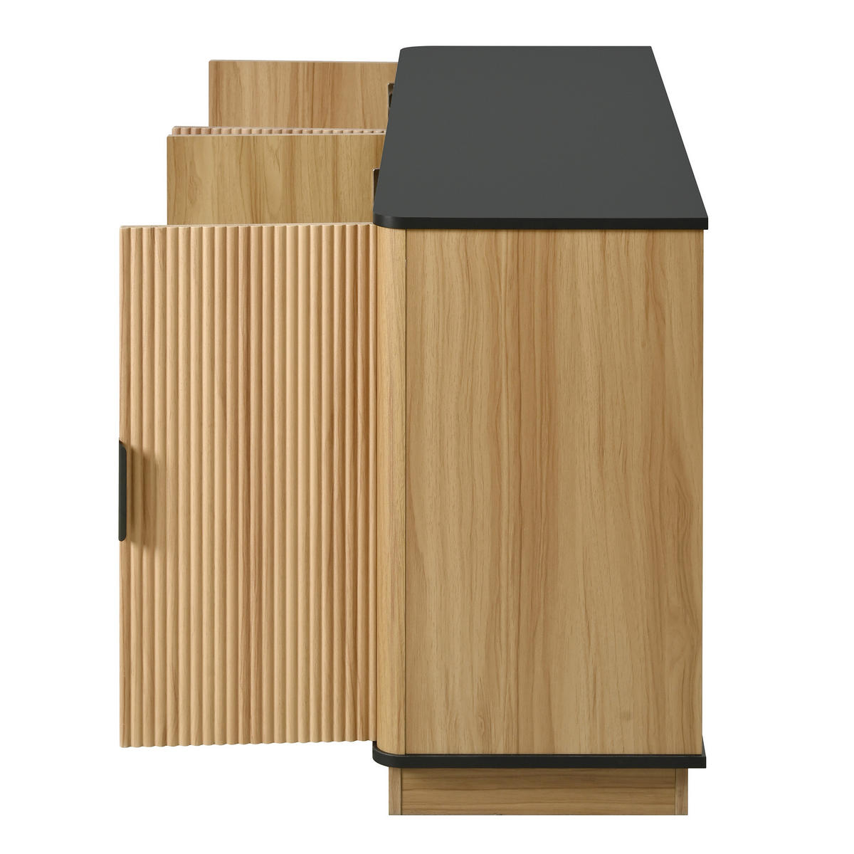 SIDEBOARD 4 Türen Riffelung Holzoptik Stauraum modern - Naturfarben, Holzwerkstoff (40/75/139cm) - FLIEKS