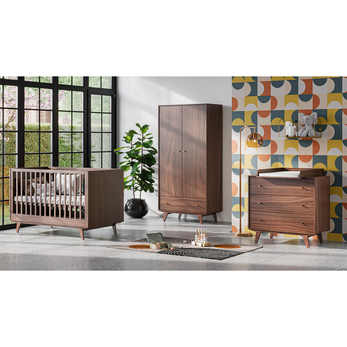 BABYKLEIDERSCHRANK 2 Türen Mid Holz - Braun, Holzwerkstoff (90/185/50cm) - Petits-meubles