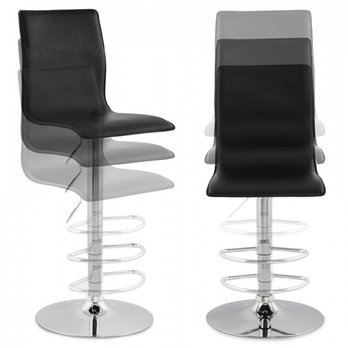 BARHOCKER Schwarz 45x120x48cm - Chromfarben/Schwarz, Leder (45/120/48cm) - AlterEgo