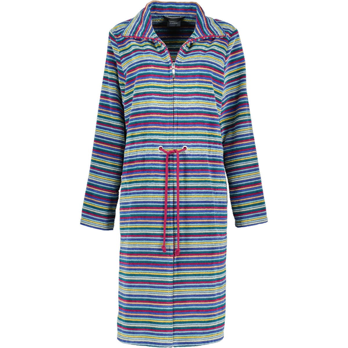 BADEMÄNTEL DAMEN REISSVERSCHLUSS MIT TUNNELGÜRTEL STREIFEN 6218 MULTICOLOR - 12 - Multicolor, Textil (Snull) - Cawoe