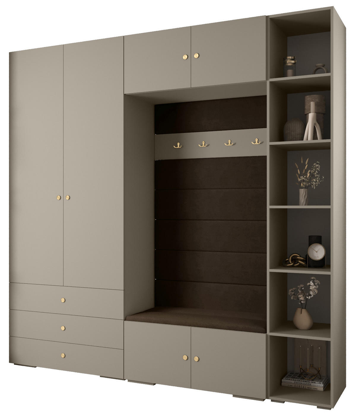 GARDEROBEN-SET 236,7/240/47 - Kaschmir/Goldfarben, Holz/Kunststoff (240/236.7/47cm) - Abiks Möbel