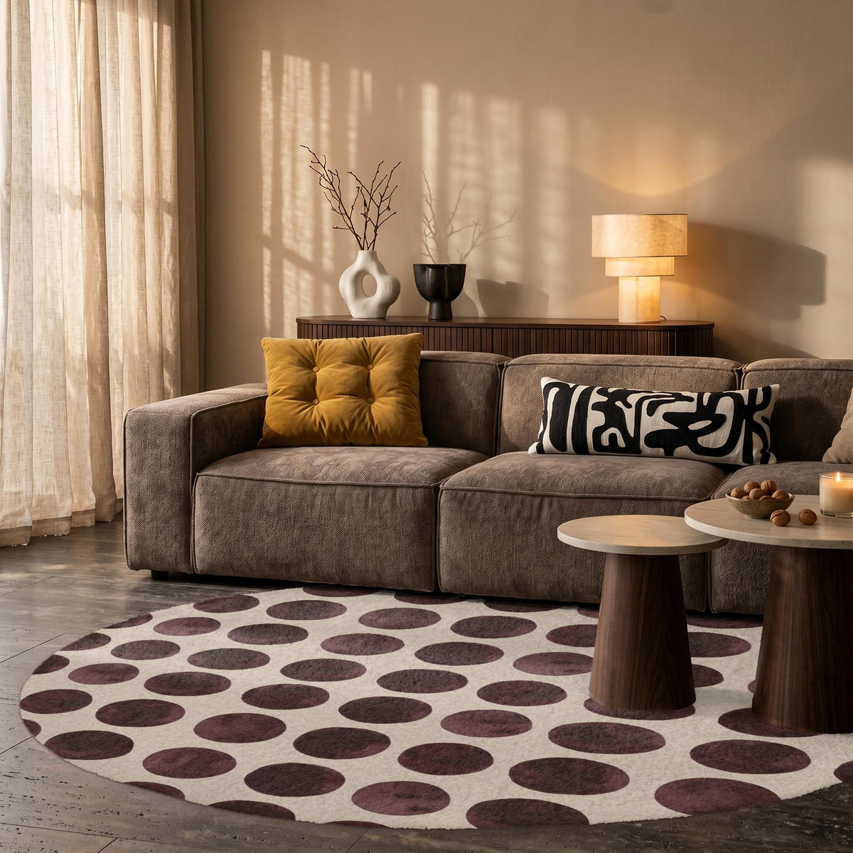 KOBERCE - Bodky - Vzor - Hnedý - 150x150 cm - tmavohnedá, textil/plast (150/0.4cm) - OnlyWow
