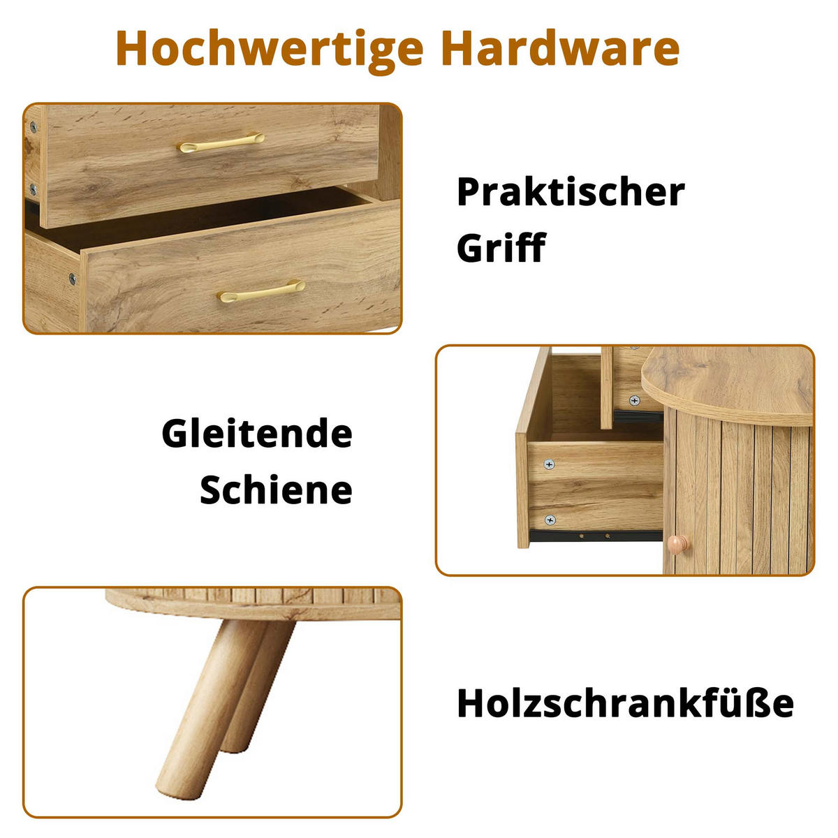 TV-LOWBOARD holzoptik & erbsenform - Naturfarben, Holzwerkstoff (160/55/36.5cm) - Urban Meuble