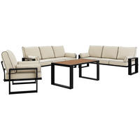 GARTENMÖBEL-SET ELBA: 1x Tisch, 2x Sofa, 1x Sessel - Beige - Beige, Textil - MKS