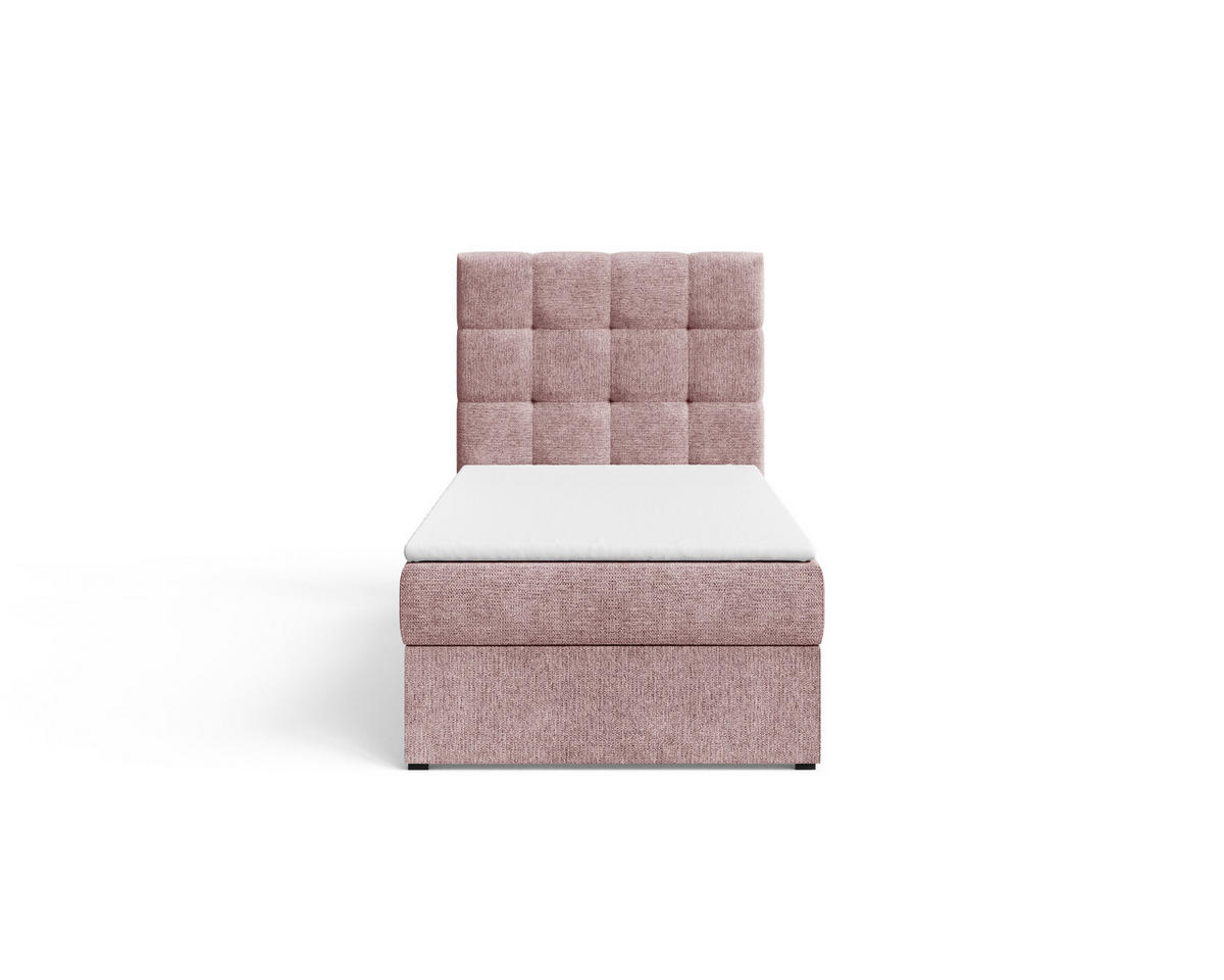 BOXBETT - Bett 05 OSLO - Aragon - 90x200 cm - mit Bettkasten und Komfort-Topper - Rosa, Holz (90/200cm) - ROYAL24_MARKT