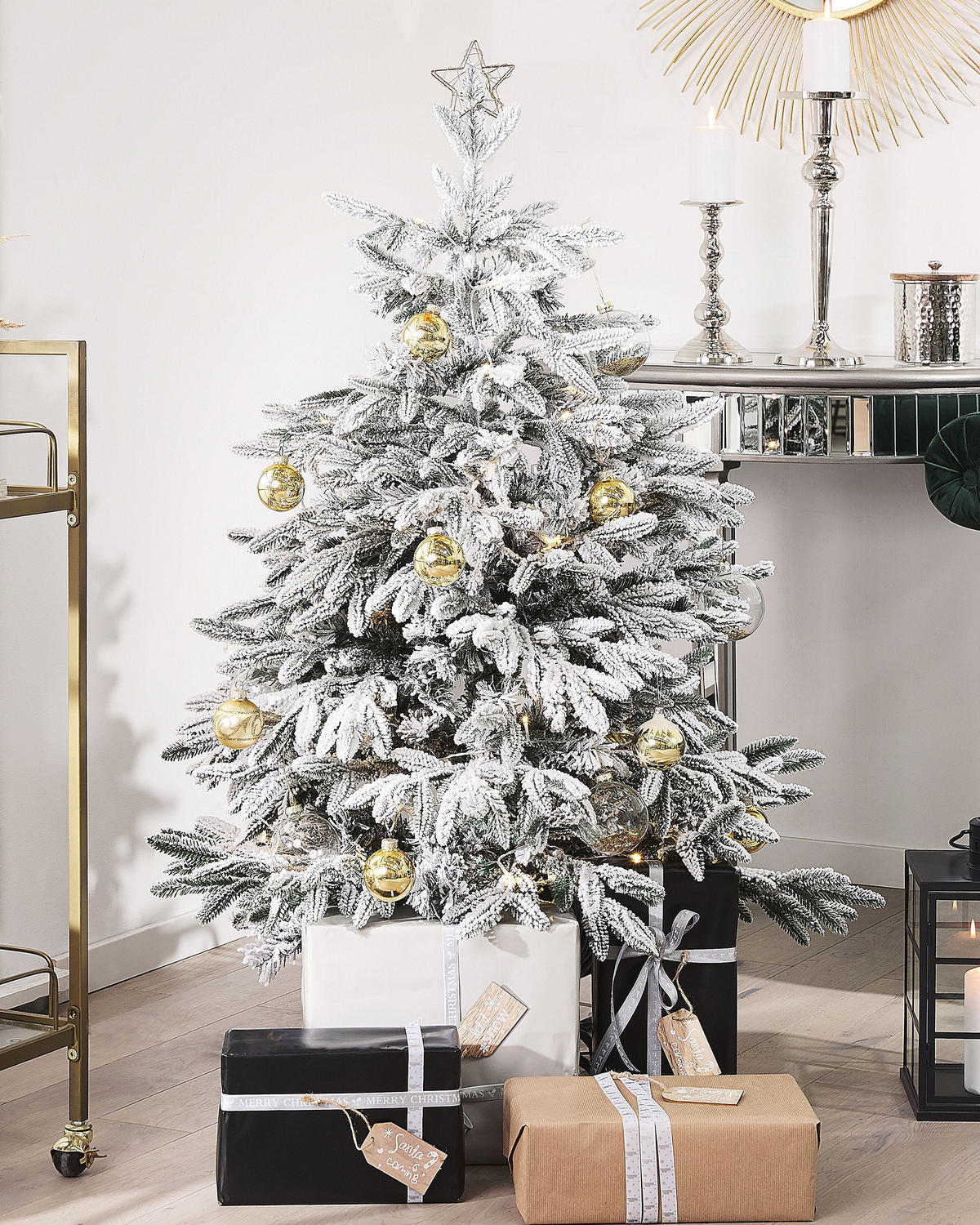 WEIHNACHTSBAUM 120 cm Weiß Bassie - Weiß, Kunststoff (120cm) - Beliani