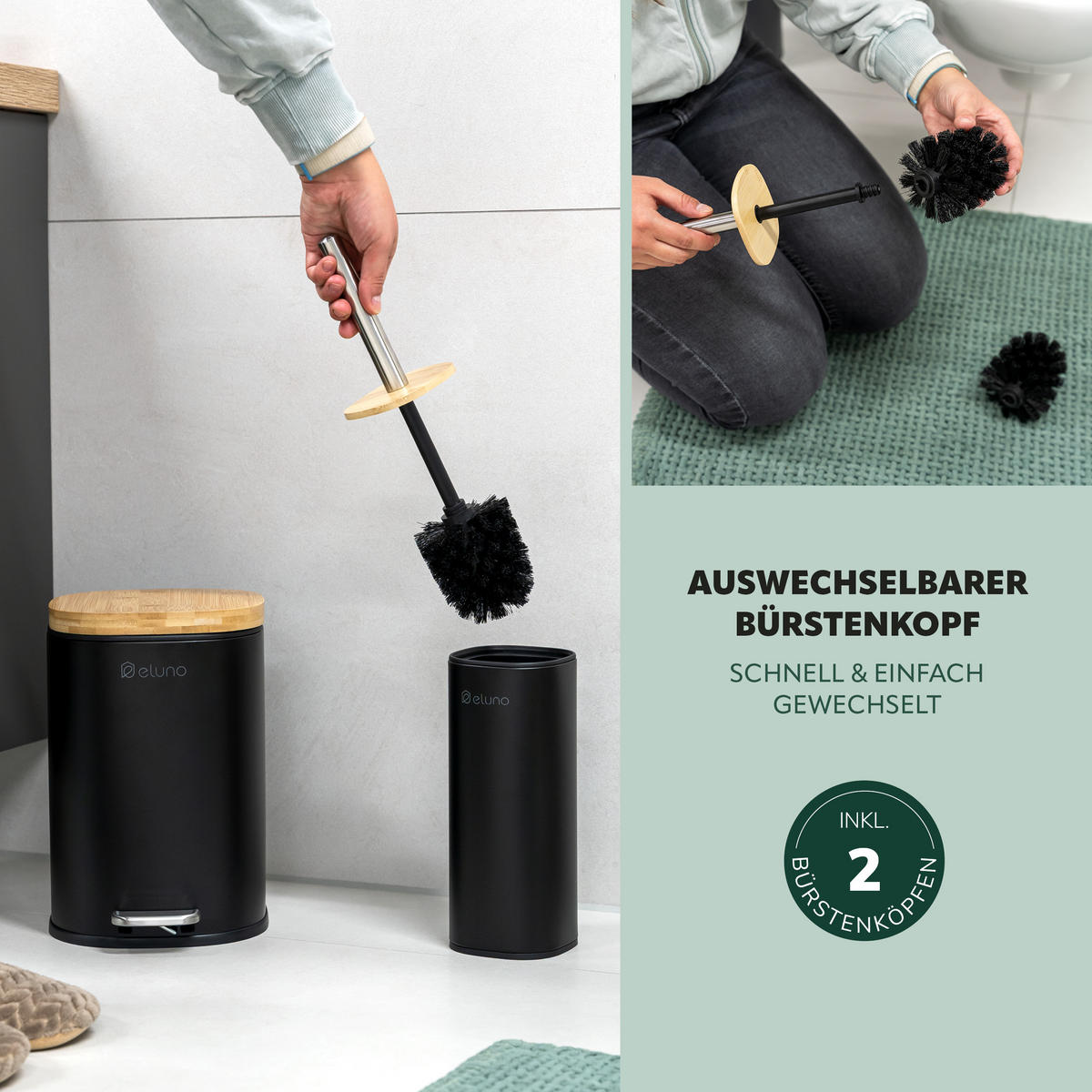BADEZIMMER-SET FRAMURA 2tlg., schwarz - Schwarz, Metall (18.5/27.5/23cm) - eluno