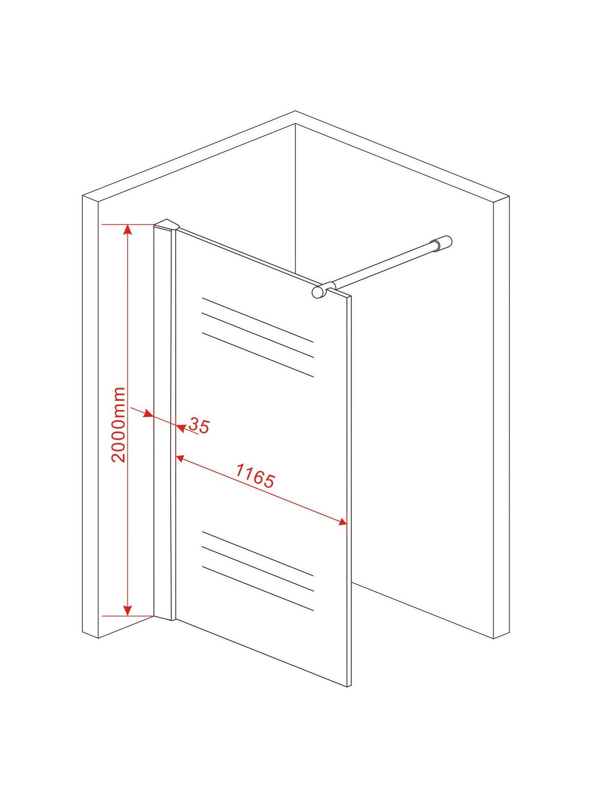DUSCHWAND STRETTO-COVER Klar 120 x 200 cm teilsatiniert 8 mm ESG - Klar, Glas (120/200cm) - Glasdeals