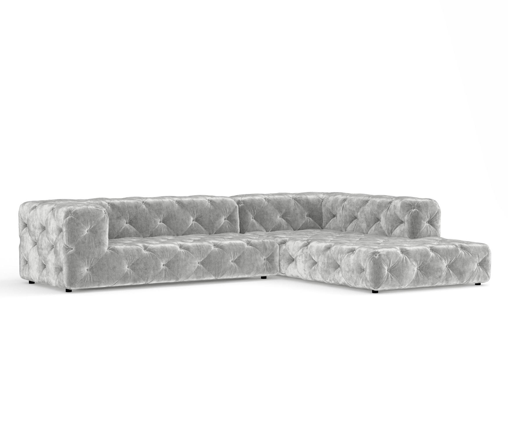 ECKSOFA Cosimo Hellgrau Chenille - Hellgrau/Schwarz, Holz/Holzwerkstoff (325/228cm) - Maison de Reve