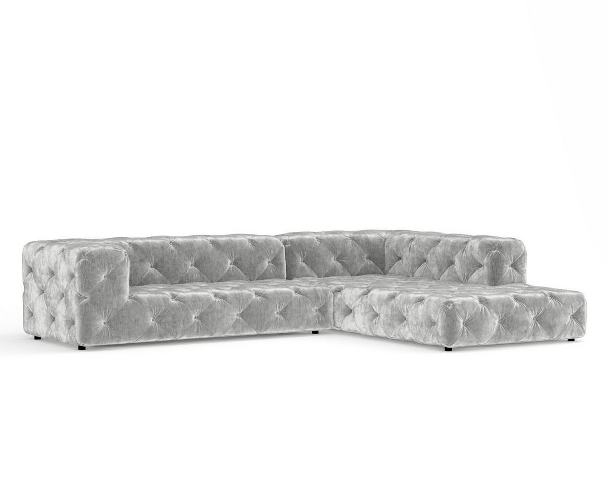 ECKSOFA Cosimo Hellgrau Chenille - Hellgrau/Schwarz, Holz/Holzwerkstoff (325/228cm) - Maison de Reve