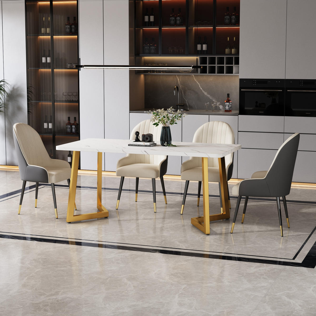 ESSTISCH Golden 117/68/75CM - Goldfarben, Holzwerkstoff/Metall (117/68/75cm) - Urban Meuble