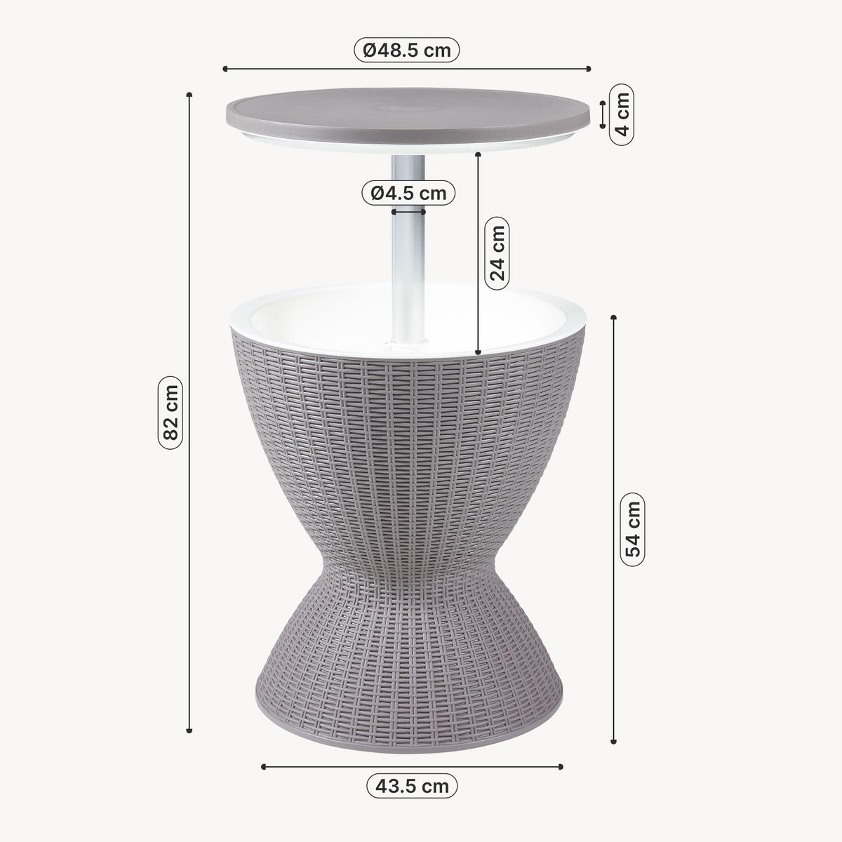 KÜHLTISCH Atessa - Hellbraun, Kunststoff/Metall (48.5/48.5/58cm) - casa.pro