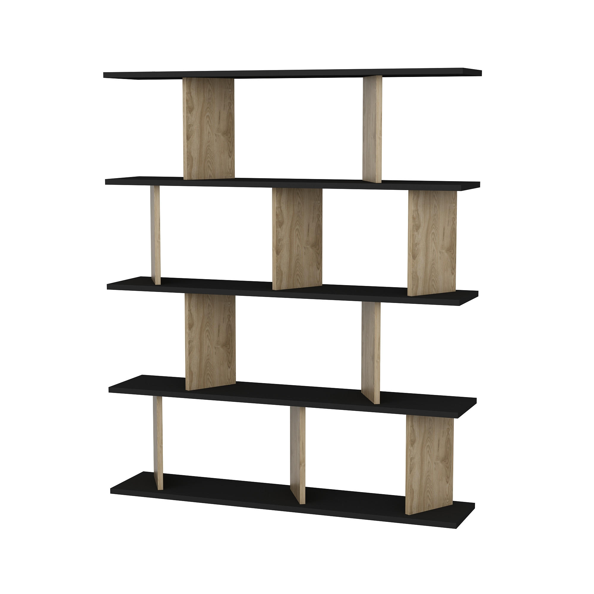 Decorotika Bücherregal Schwarz, Dunkelbraun 120x141x24.6 cm