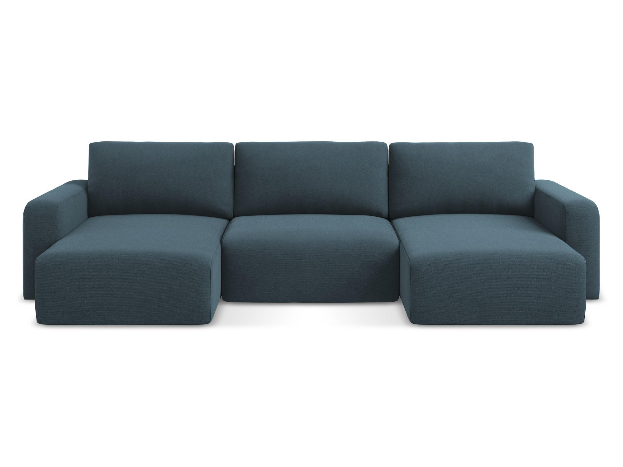 WOHNLANDSCHAFT Strukturstoff Stoff Blau - Blau/Pink, Kunststoff/Textil (332/79/149cm) - Makamii
