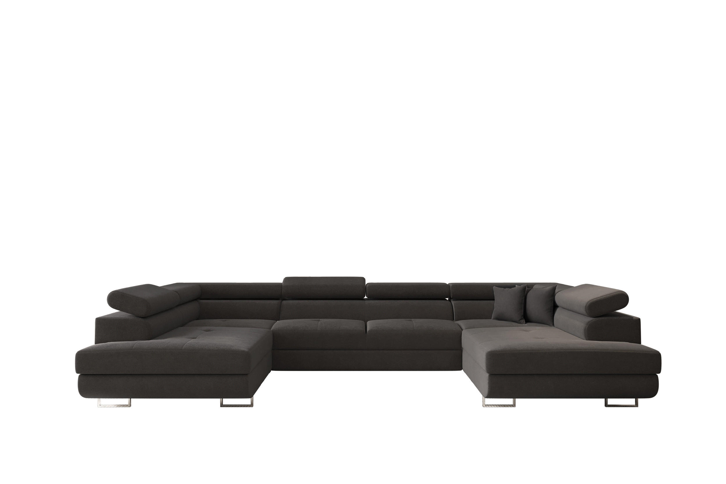 ECKSOFA Falio U-förmiges mit Schlaffunktion und Kopfstützen Velours Graphit - Graphitfarben, Holz/Textil (202/345cm) - Kaiser Möbel
