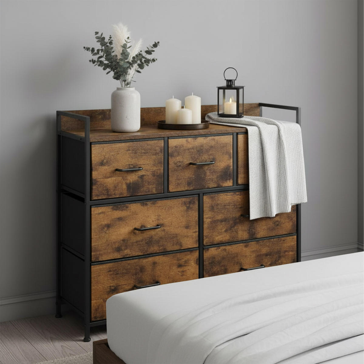 KOMODA - různobarevná, kov/kompozitní dřevo (85/98/28.5cm) - Relaxdays