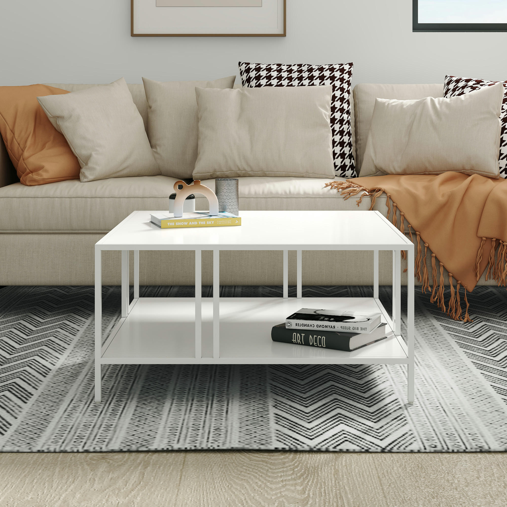 Thumbnail - [en.casa] Couchtisch, Weiß, Metall, Quadratisch,Quadratisch, 80x40x80 cm, Wohnzimmer, Wohnzimmertische, Couchtische