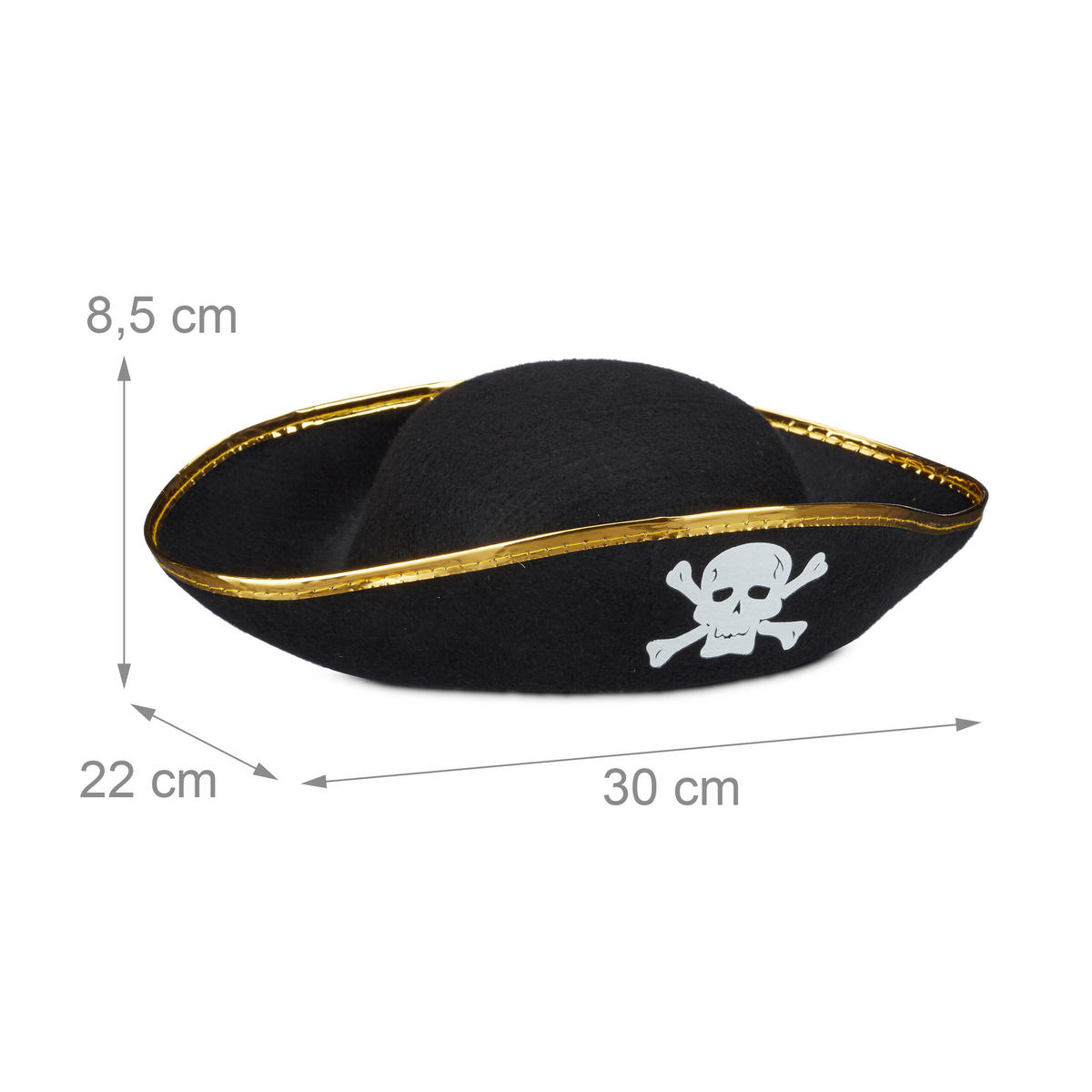 6XPIRÁTSKY klobúk - čierna, textil (30/8.5/22cm) - Relaxdays