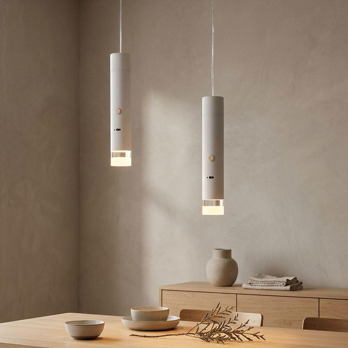 PENDELLEUCHTE PELO, Metall, Weiß, LED, 2er Set - Weiß, Metall (3.8/3.8/120cm) - Globo Lighting