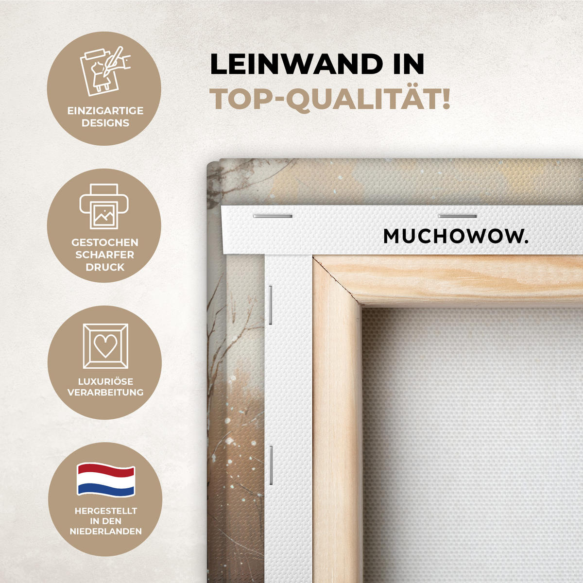 LEINWANDBILD Weihnachten - Zuhause - Winter - Schnee 20x20 cm - Creme, Textil (20/20cm) - MuchoWow