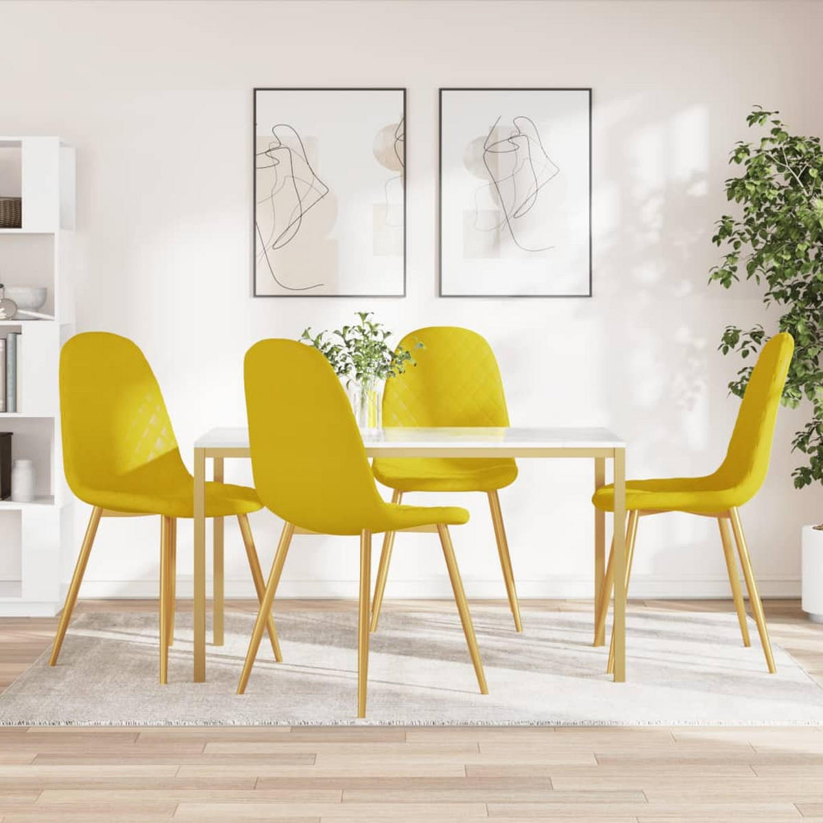 ESSZIMMERSTÜHLE 4 Stk. Senfgelb Samt 45*53.5*83cm - Gelb, Metall (45/83/53.5cm) - ZMH