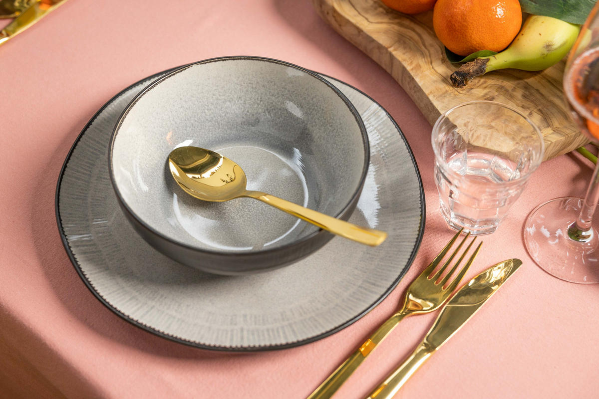 COOKINGLIFE Speiseteller Nola Warm Grey ø 27 cm - 6 Stück - Grau, Keramik (27cm) - Cookinglife