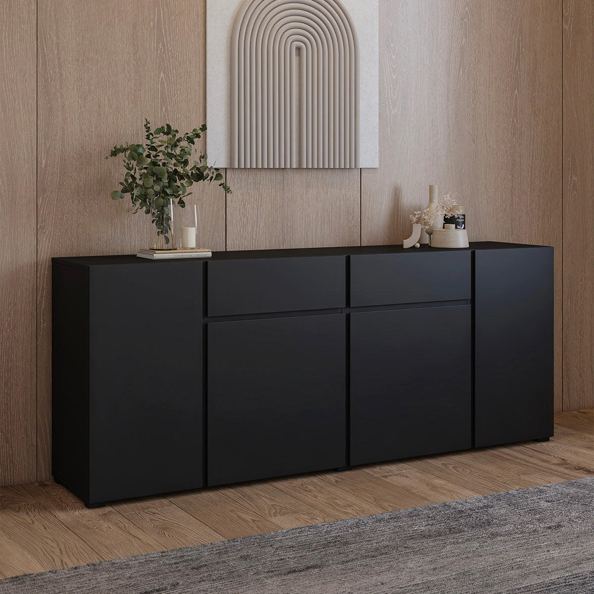 SIDEBOARD Maxis Schwarz - Schwarz, Holzwerkstoff (195/78/40cm) - Petits-meubles