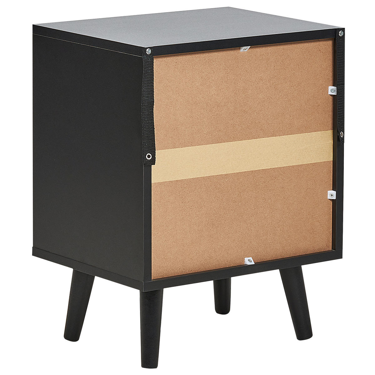 NACHTTISCH Rattan schwarz/beige 2 Schubladen 30/40/52 cm Opoco - Beige/Schwarz, Holzwerkstoff (40/52/30cm) - Beliani