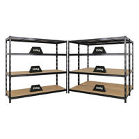 SCHWERLASTREGAL Goliath 3er-Set mit 3x 180x200x60 cm Fachlast 350 kg Schwarz - Schwarz, Metall (600/180/60cm) - PROREGAL