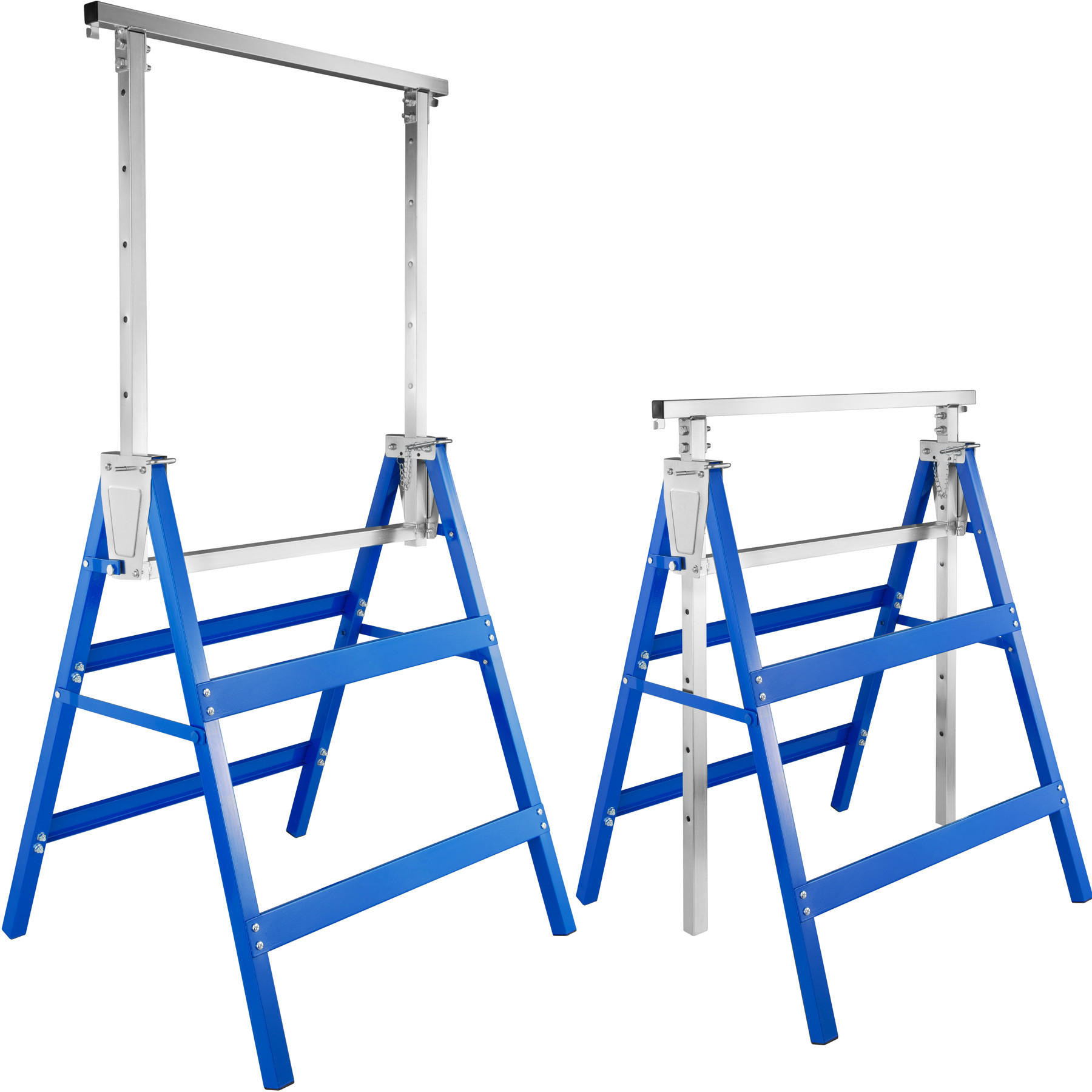 GERÜSTBOCK 2er Set, mit Sicherheitsspinden,blau - Blau, Metall (68.5/56.5/79.5cm) - tectake