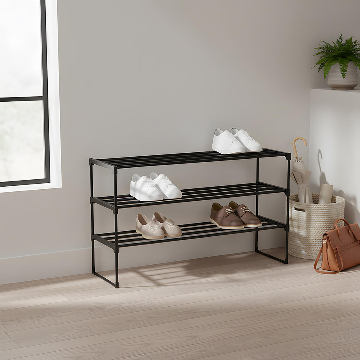 BOTNÍK - černá, kov/plast (92/55/30cm) - Relaxdays