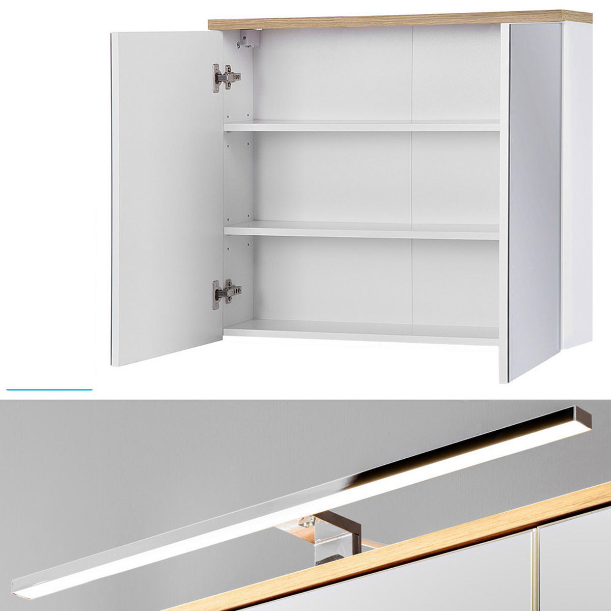 BADMÖBEL-SET 3-TLG. Solna-56 - Weiß, Holzwerkstoff (130/200/46cm) - Lomado