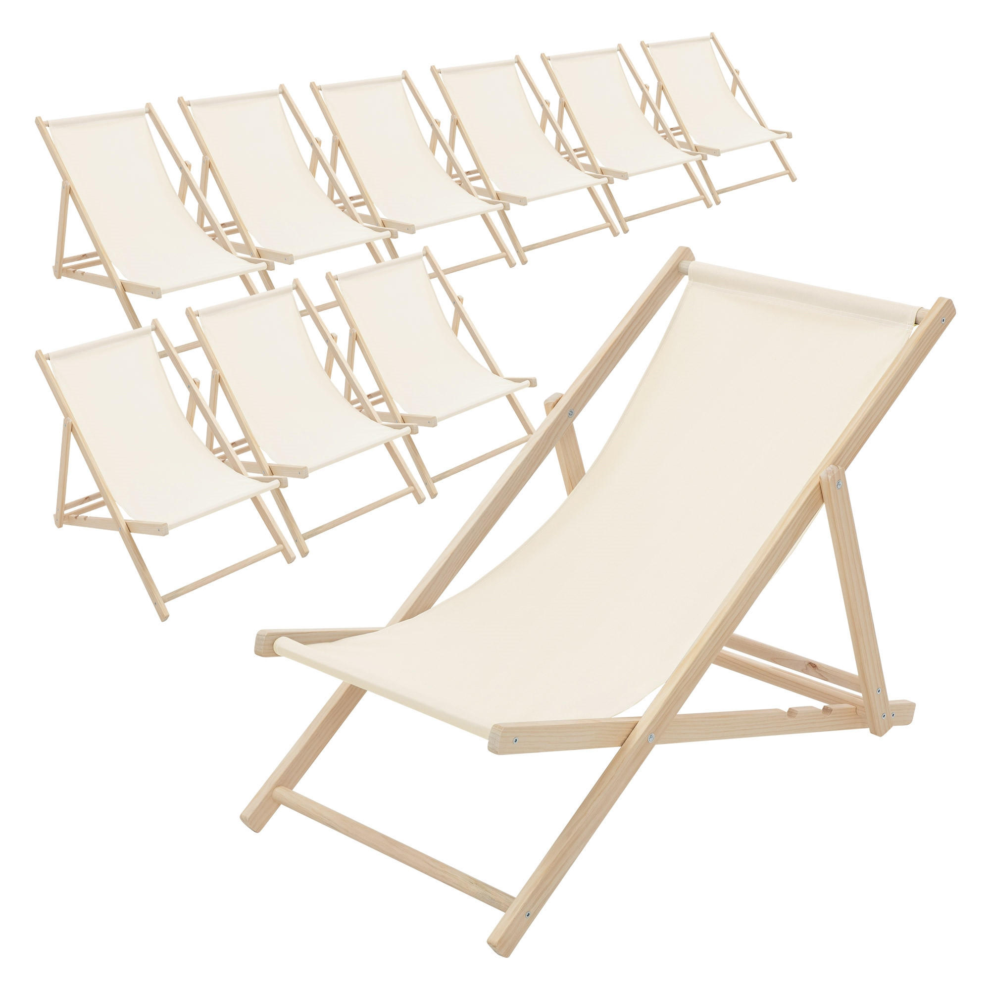 LIEGESTUHL 10er Set Beige - Beige, Holz (57.5/83/100cm) - ECD-Germany