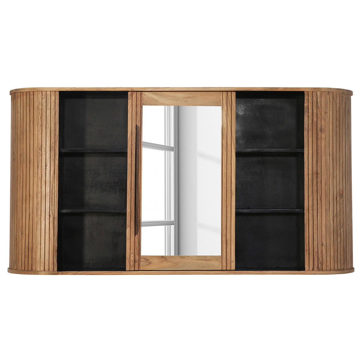 MASSIVER SPIEGELSCHRANK - Akazie massiv - Dunkelgrau, Holz (145/75/20cm) - home24