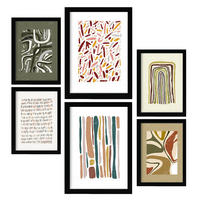 POSTER Set Mit 6 Drucken Von Muster 2 In Der Sammlung Von Ethnischenabzügen Dekorative Rahmen Für Ihr Zuhause Wandkunstdruck A3 & A4 Schwarzer Rahmen - Schwarz, Papier (29/3cm) - Nacnic