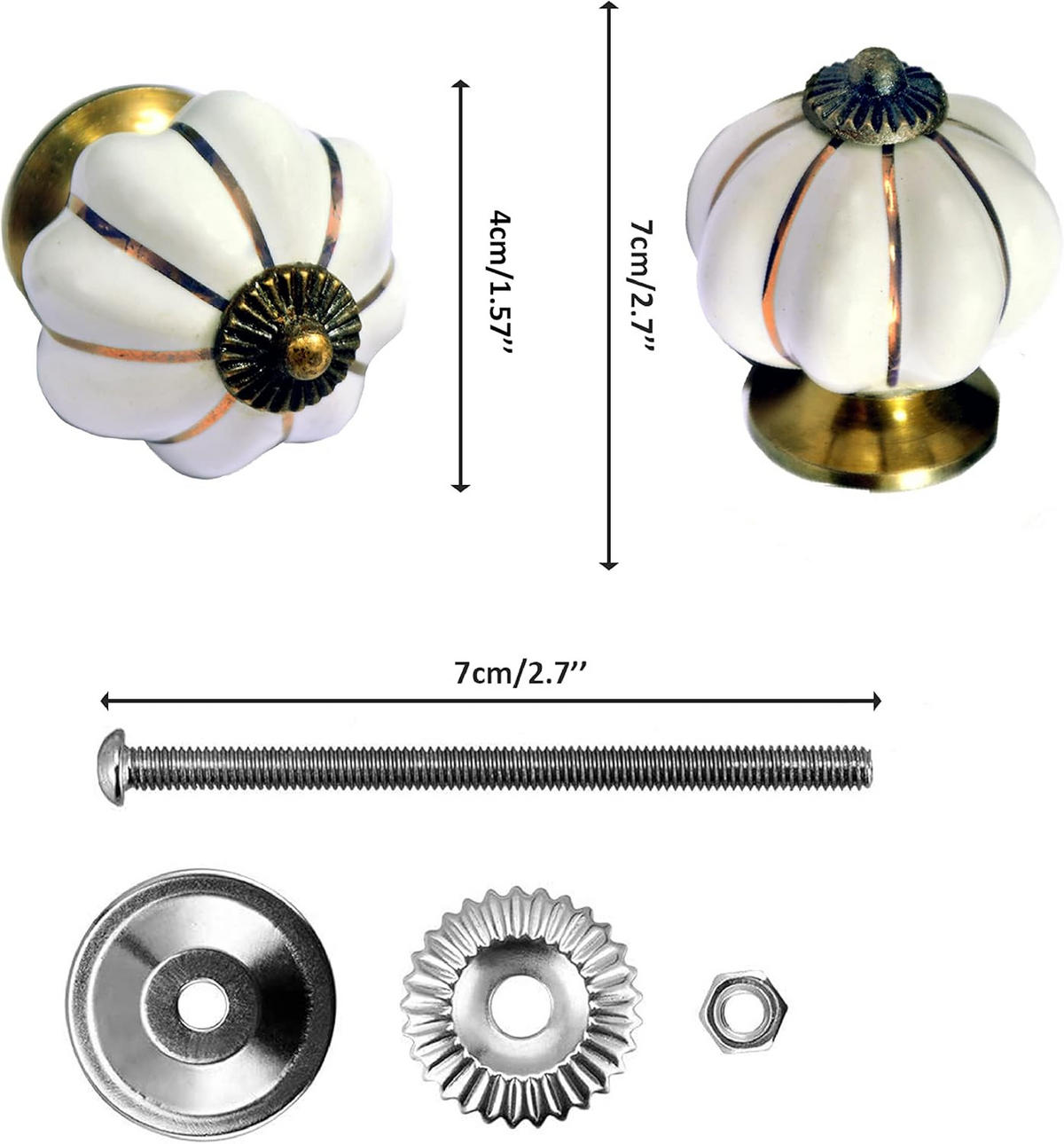 KERAMIKKNÖPFEN Set mit 10 in Weiß und Gold 40 mm Durchmesser. - Weiß, Keramik (4/4/6.9cm) - Nacnic