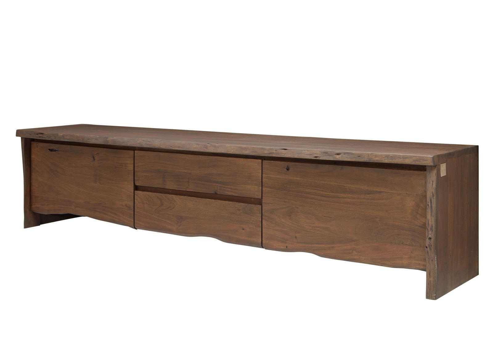 TV-BOARD Akazie 220x45x50 braun lackiert PURE ACACIA #804 - Braun, Holz (45/50/220cm) - Massivmoebel24