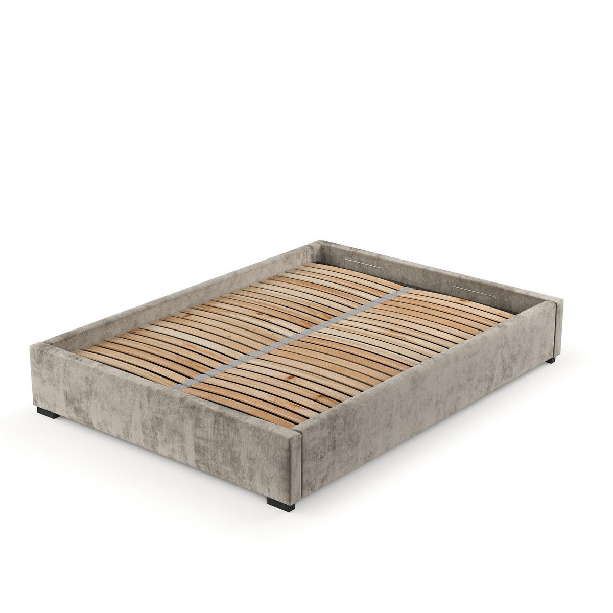 POLSTERBETT Maple Beige 160/200 cm im Chenille-Stoff - Beige/Schwarz, Holz/Holzwerkstoff (160/200cm) - Maison de Reve