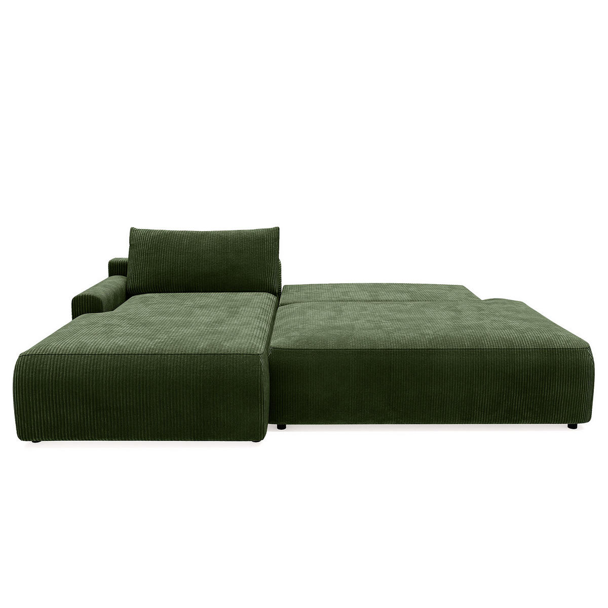 ECKSOFA mit Schlaffunktion - Longchair - Schwarz/Grün, Kunststoff/Textil (253/167cm) - home24