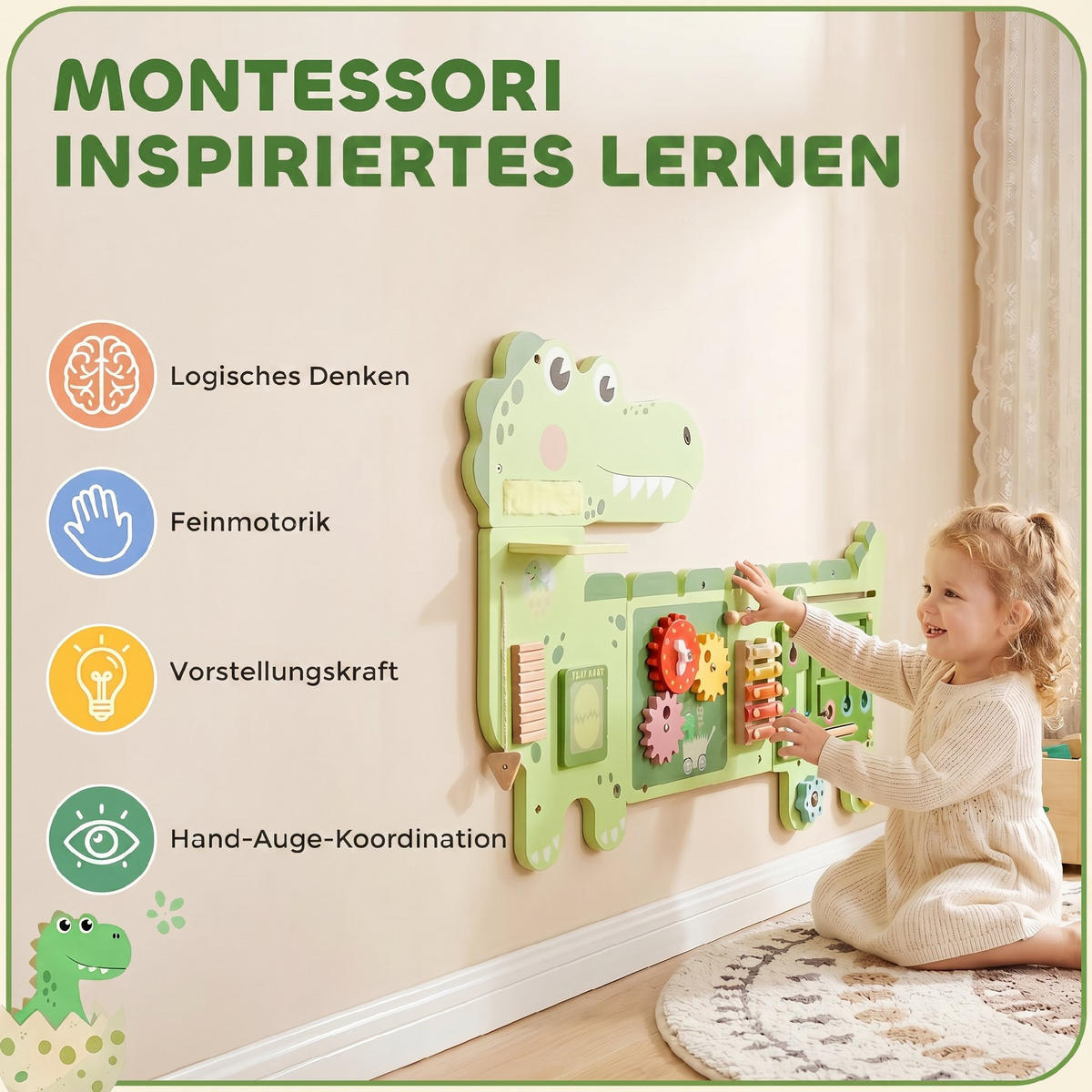 BUSY-BOARD MDF Sperrholz Grün - Grün, Holzwerkstoff (52/5.5/87cm) - AIYAPLAY
