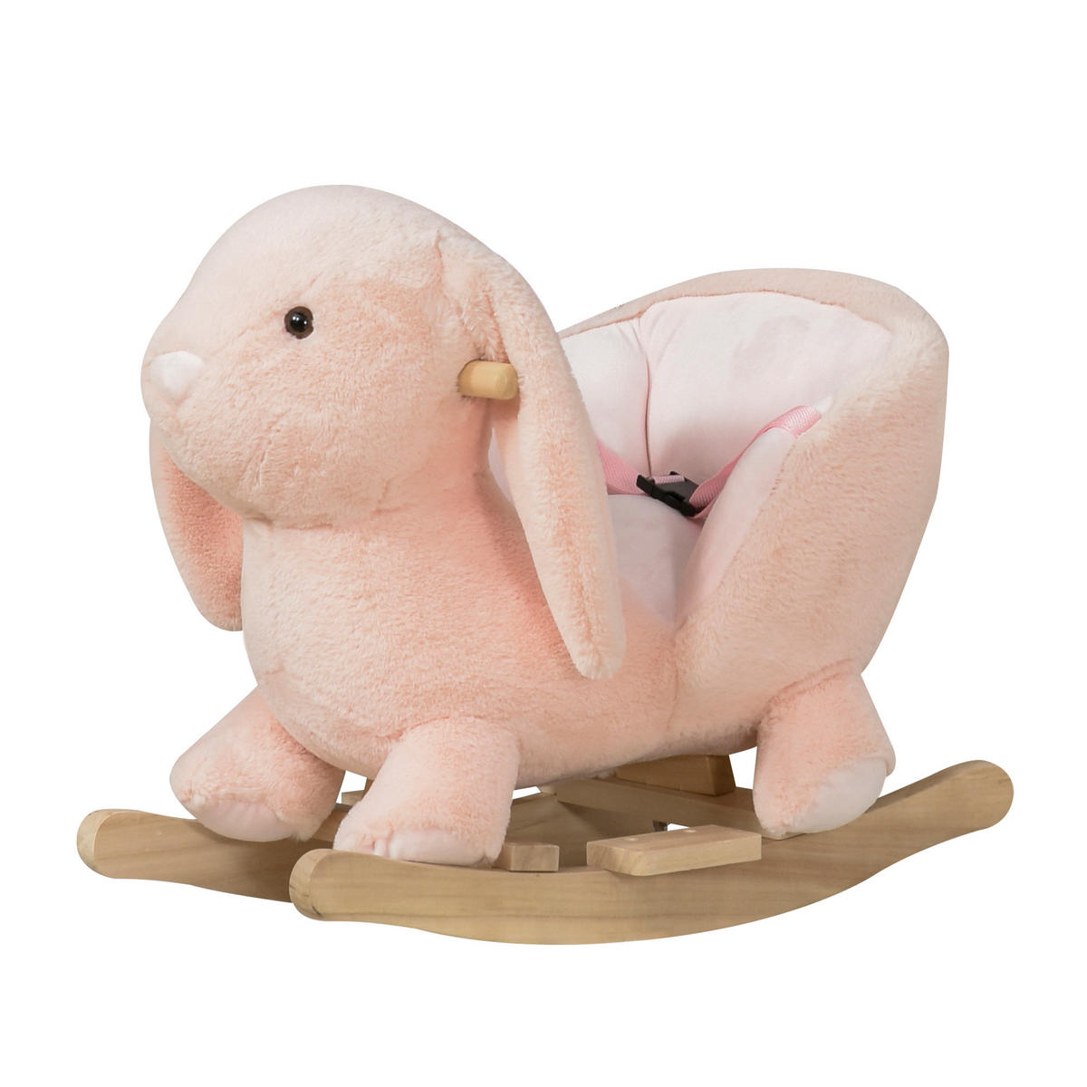 SCHAUKELPFERD DE-18233 mit Soundfunktion & Sicherheitsgurt Rosa - Pink, Holz (33/50/60cm) - ComfortXL