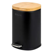 KOSMETIKEIMER FRAMURA, Metall mit Bambus, schwarz - Schwarz, Metall (18.5/27.5/23cm) - eluno