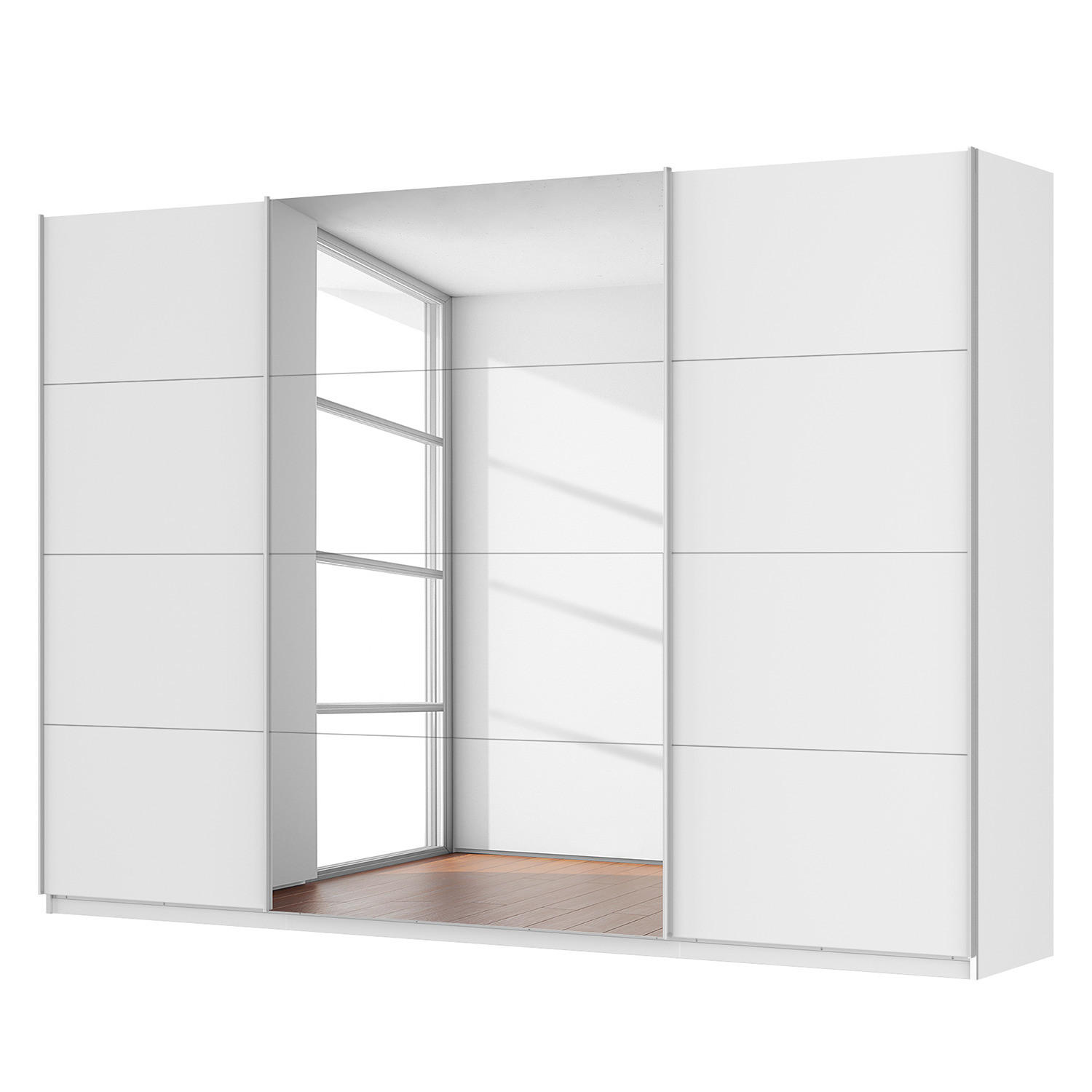 SCHWEBETÜRENSCHRANK - Weiß, Glas/Holzwerkstoff (315/222/68cm) - home24